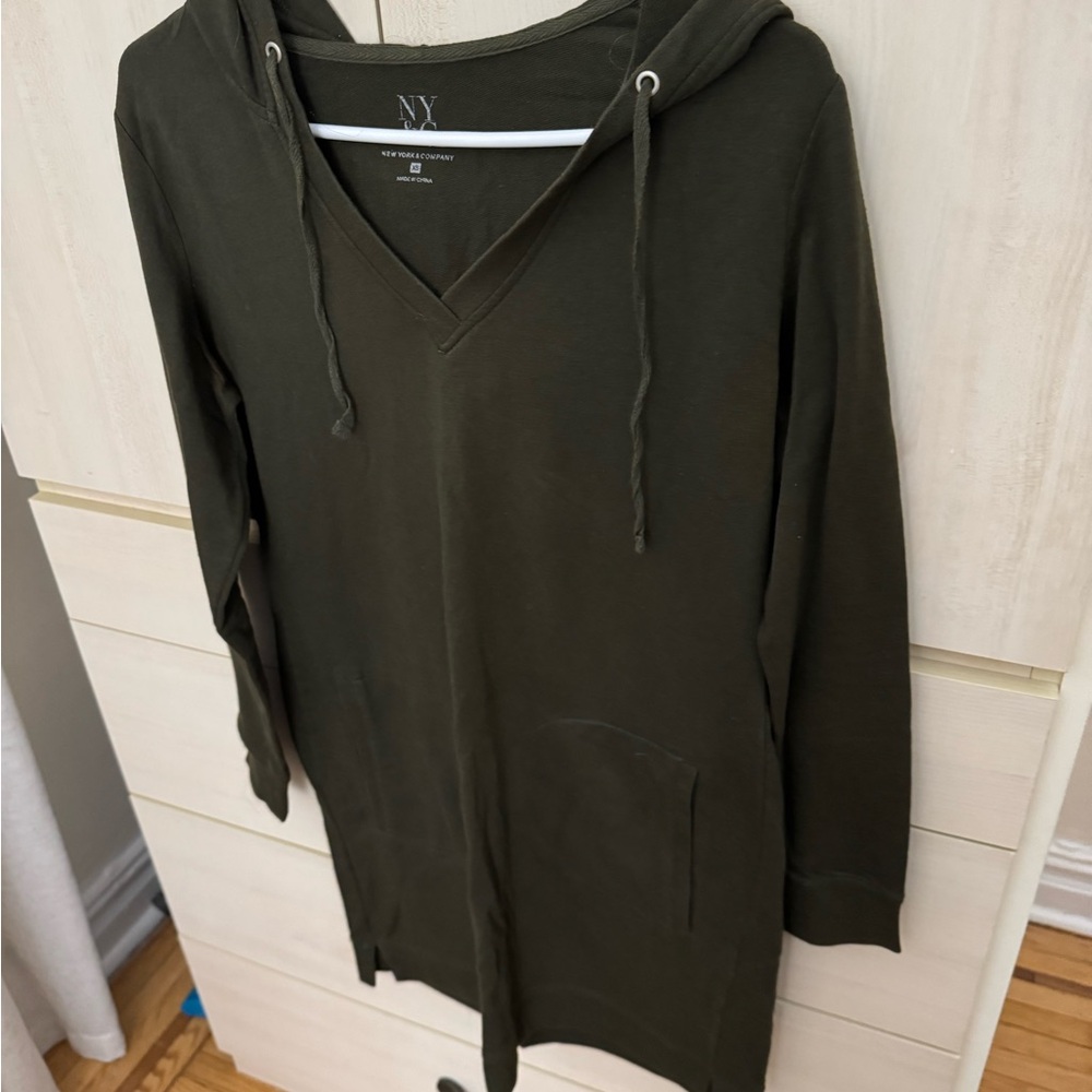 Olive Green Hooded Dress